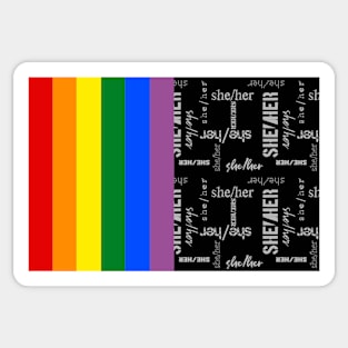 Gay Pride, She/Her Pronouns - Identity Pride Sticker